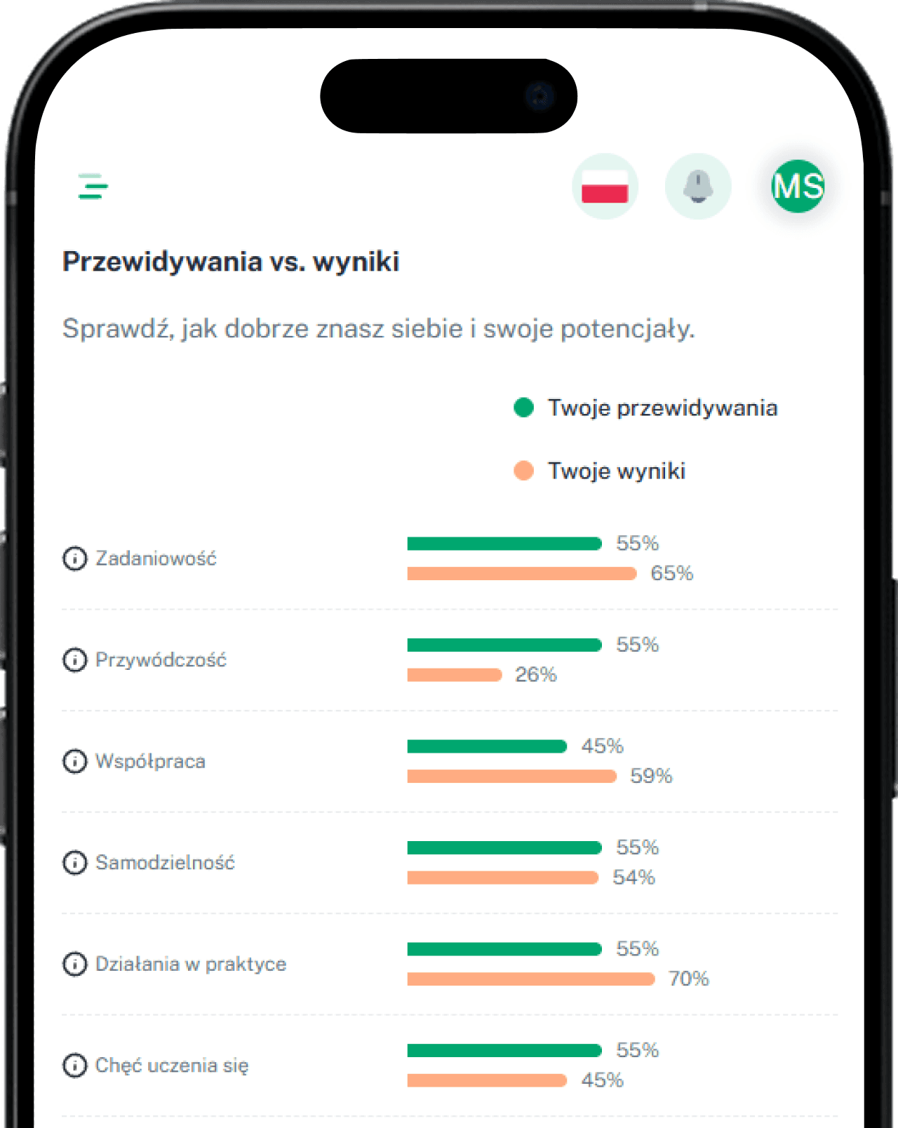 Podgląd wyników testu